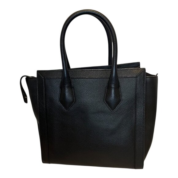 Henri Bendel Black Pebbled Leather Tote w/ Floral Appliqué & Studs - Picture 5 of 7